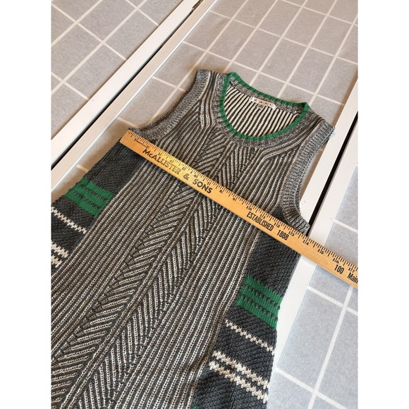 Cabi Sleeveless Sweater Womens Small Gray Green Cream Gardencore Knit Tank Top - Picture 4 of 6